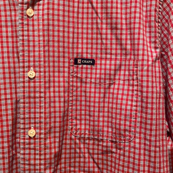 CHAPS L Men’s Casual Dress Shirt Embossed Button-Down Collar withLogo <>Pocket - Picture 9 of 12